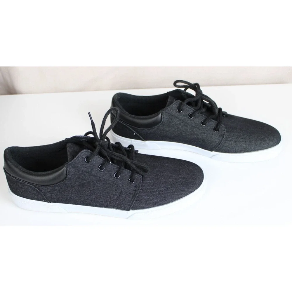 St. John’s Bay Bryce‎ Lace-Up Sneaker Mens 13 Medium Low Top Black Canvas Shoes